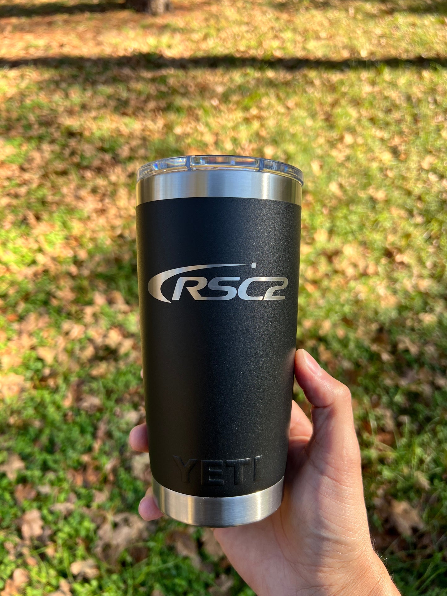 Black Business Logo YETI 20 oz Rambler Tumbler Custom Laser Engraved Corporate Logo Business Swag Coffee Cup Embossed