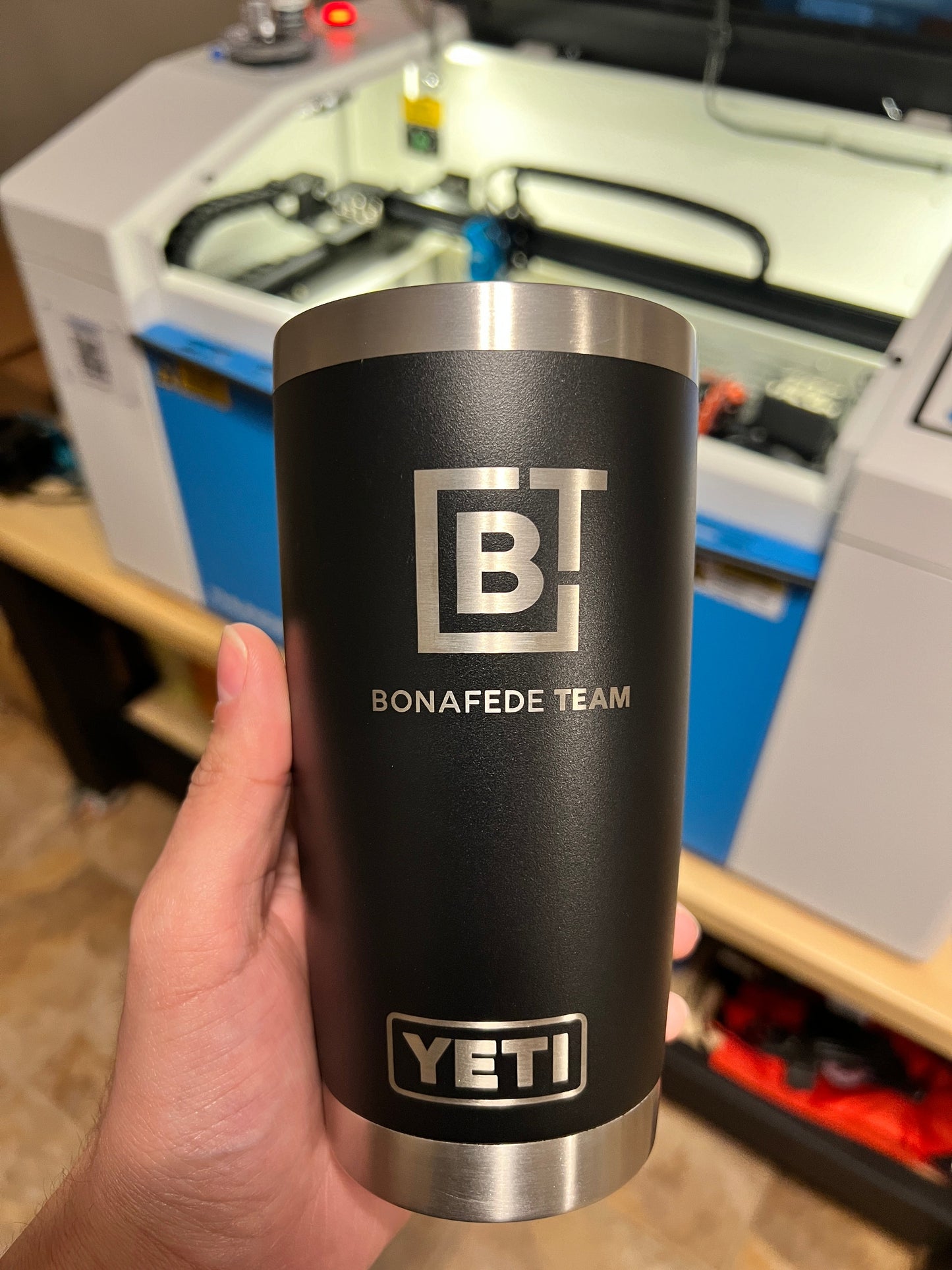 Black Business Logo YETI 20 oz Rambler Tumbler Custom Laser Engraved Corporate Logo Business Swag Coffee Cup