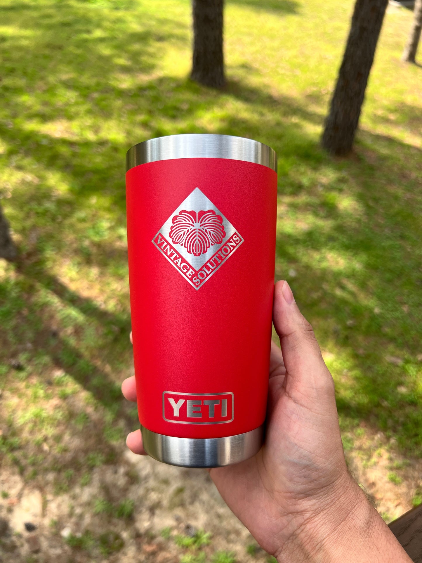 Rescue Red Yeti 20oz Rambler Tumbler Laser Engraved Corporate Logo Business Swag Coffee Cup Employee Appreciation Gift