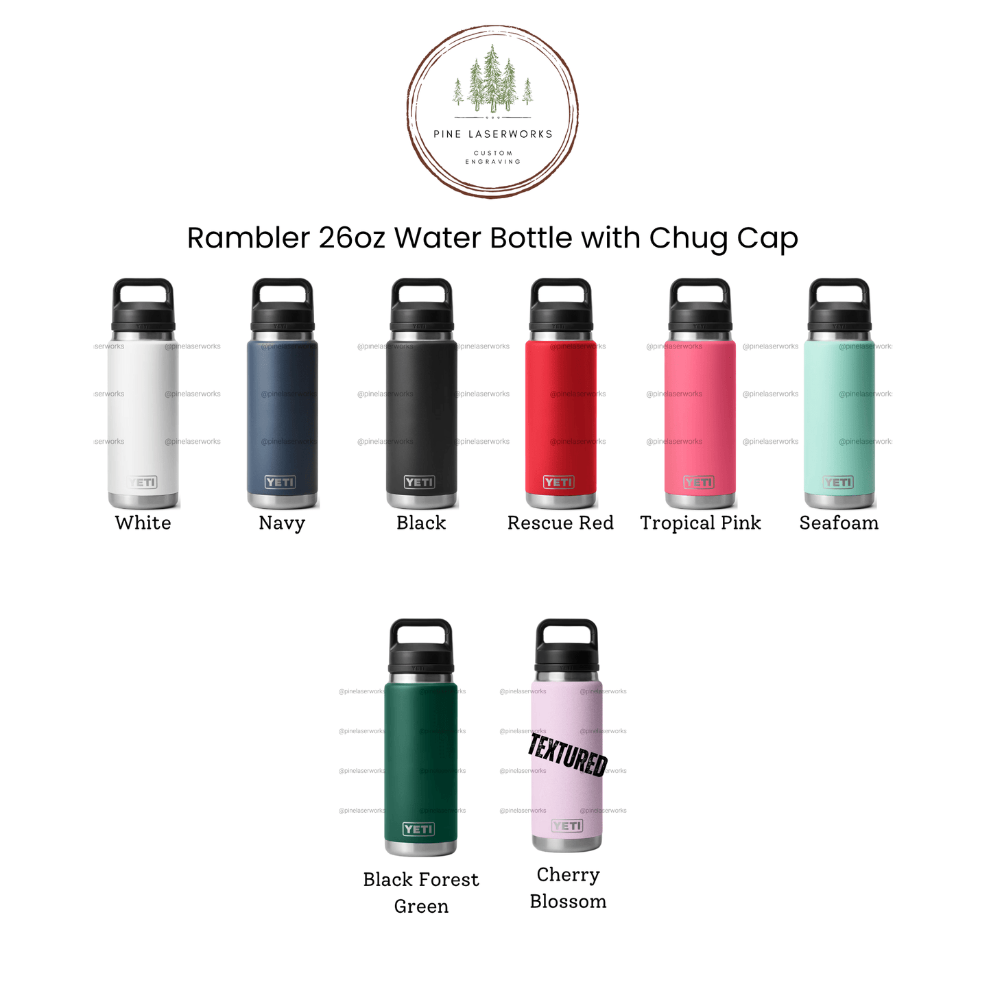 Golf Pattern YETI Rambler Laser Engraved Chug Cap Water Bottle