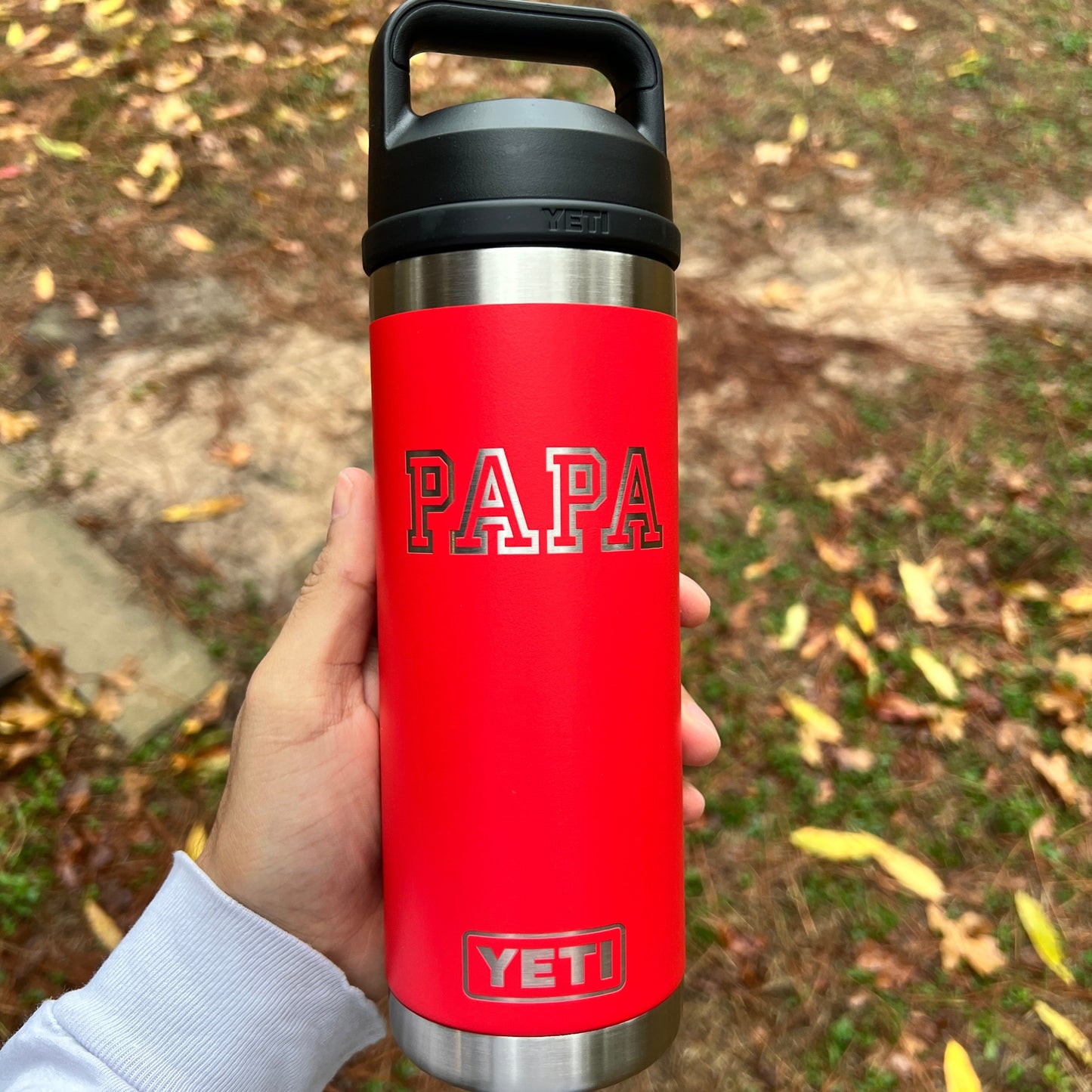 Personalized Dad Yeti 18oz Rambler Chug Cap Water Bottle - Pine LaserworksPersonalized Dad Yeti 18oz Rambler Chug Cap Water Bottle