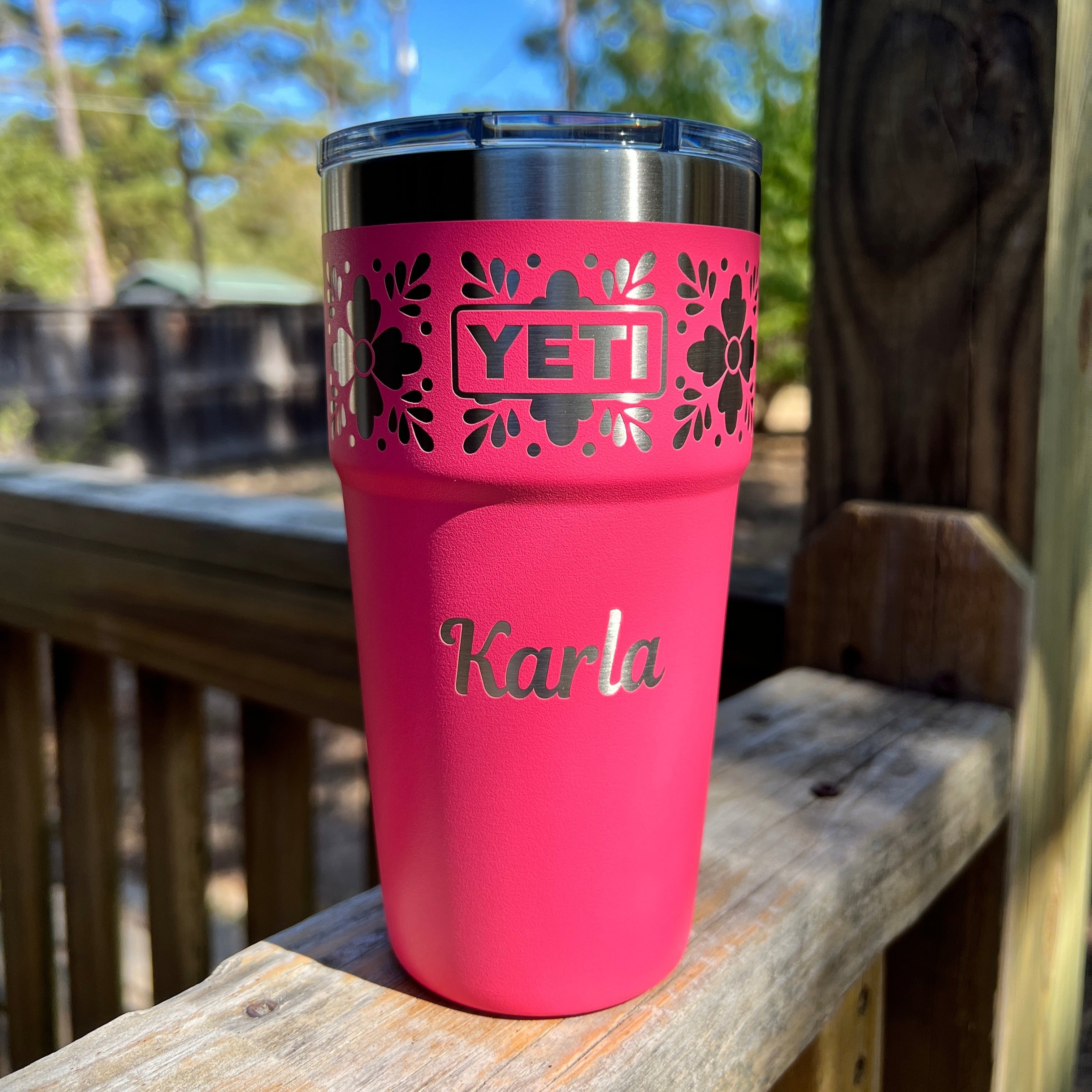 Personalized Talavera Flower Yeti 20oz Stackable Cup – Pine Laserworks