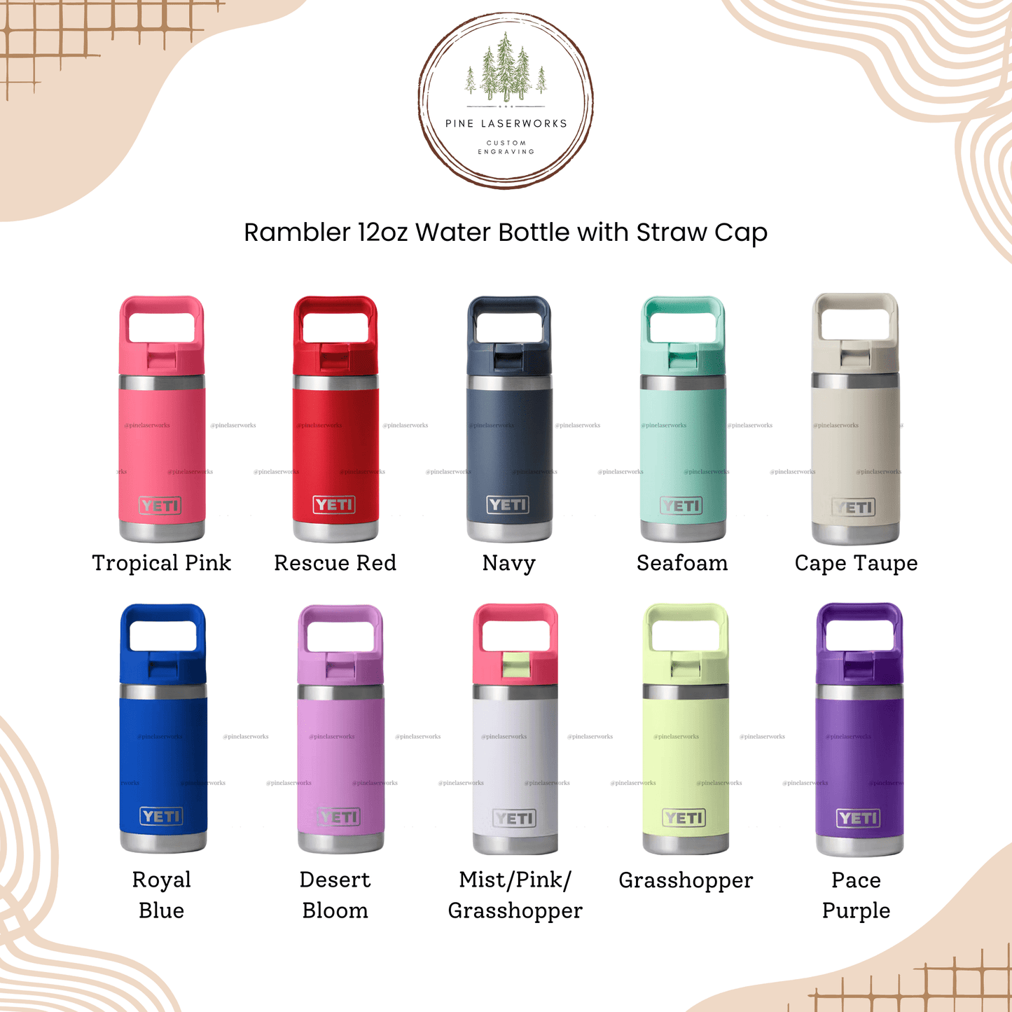 Single Side Personalized YETI 12 oz Rambler Jr. Water Bottle