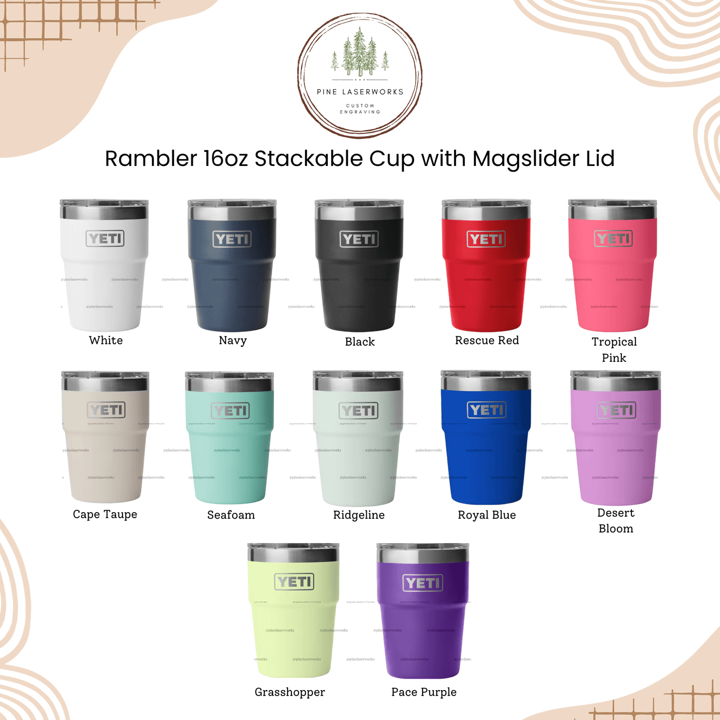 Business Logo YETI 16 oz Rambler Stackable Tumbler