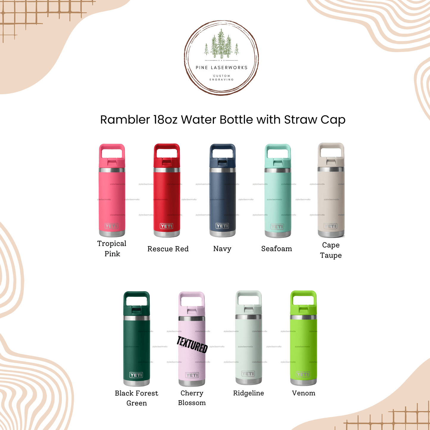 Personalized Kids YETI 18 oz Laser Engraved Rambler Water Bottle