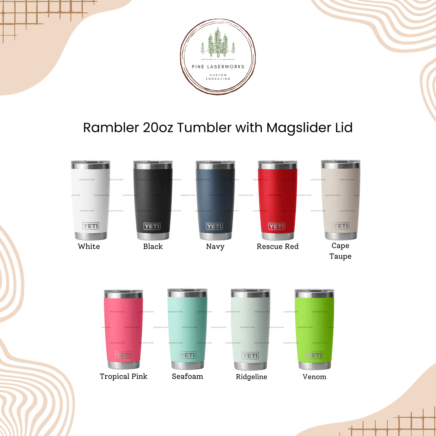 Personalized Wildflower YETI 20 oz Rambler Engraved Tumbler