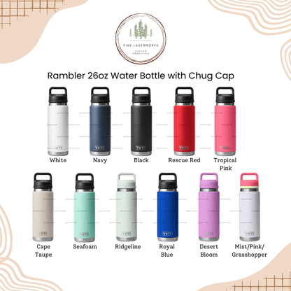 Personalized Floral Yeti 26oz or 36oz Rambler Laser Engraved Water Bottle