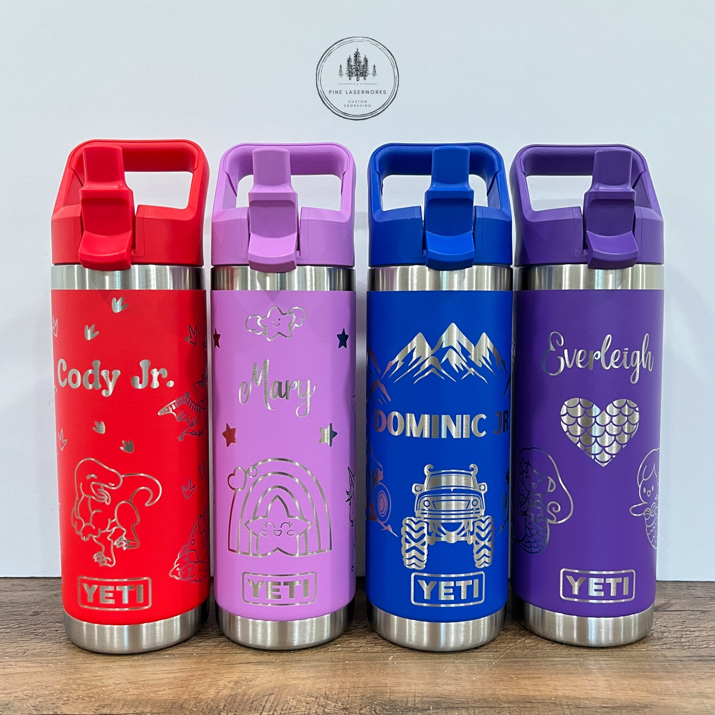 Personalized Kids YETI 18 oz Laser Engraved Rambler Water Bottle