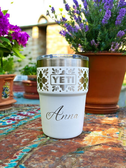 Personalized Talavera Flower Yeti 16oz Stackable Cup