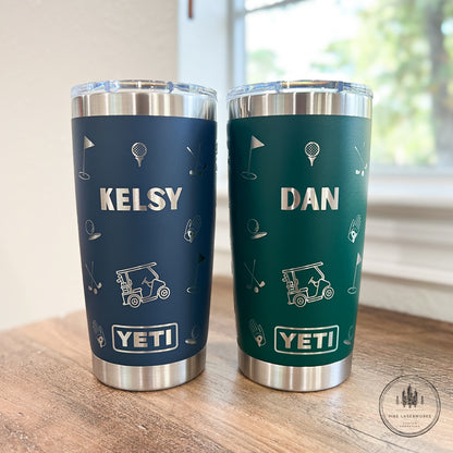 Personalized Golf YETI Rambler 20 oz Engraved Travel Tumbler