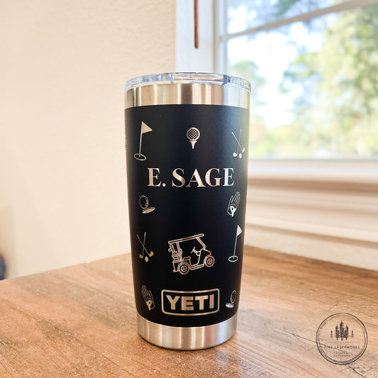 Personalized Golf YETI Rambler 20 oz Engraved Travel Tumbler