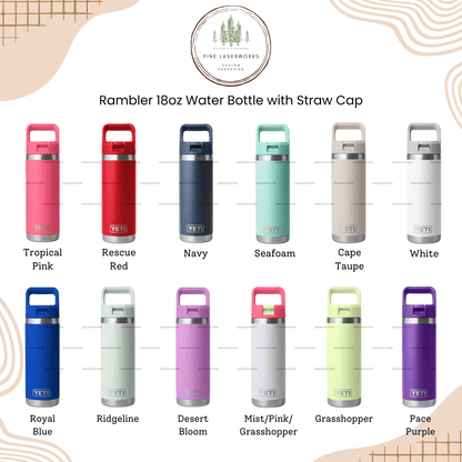 Personalized Kids YETI 18 oz Laser Engraved Rambler Water Bottle