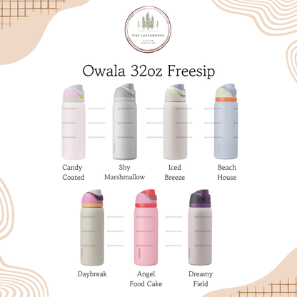 Personalized Bow Pattern Owala 32oz Freesip Water Bottle