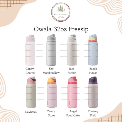 Personalized Bow Pattern Owala 32oz Freesip Water Bottle
