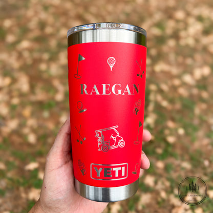Personalized Golf YETI Rambler 20 oz Engraved Travel Tumbler