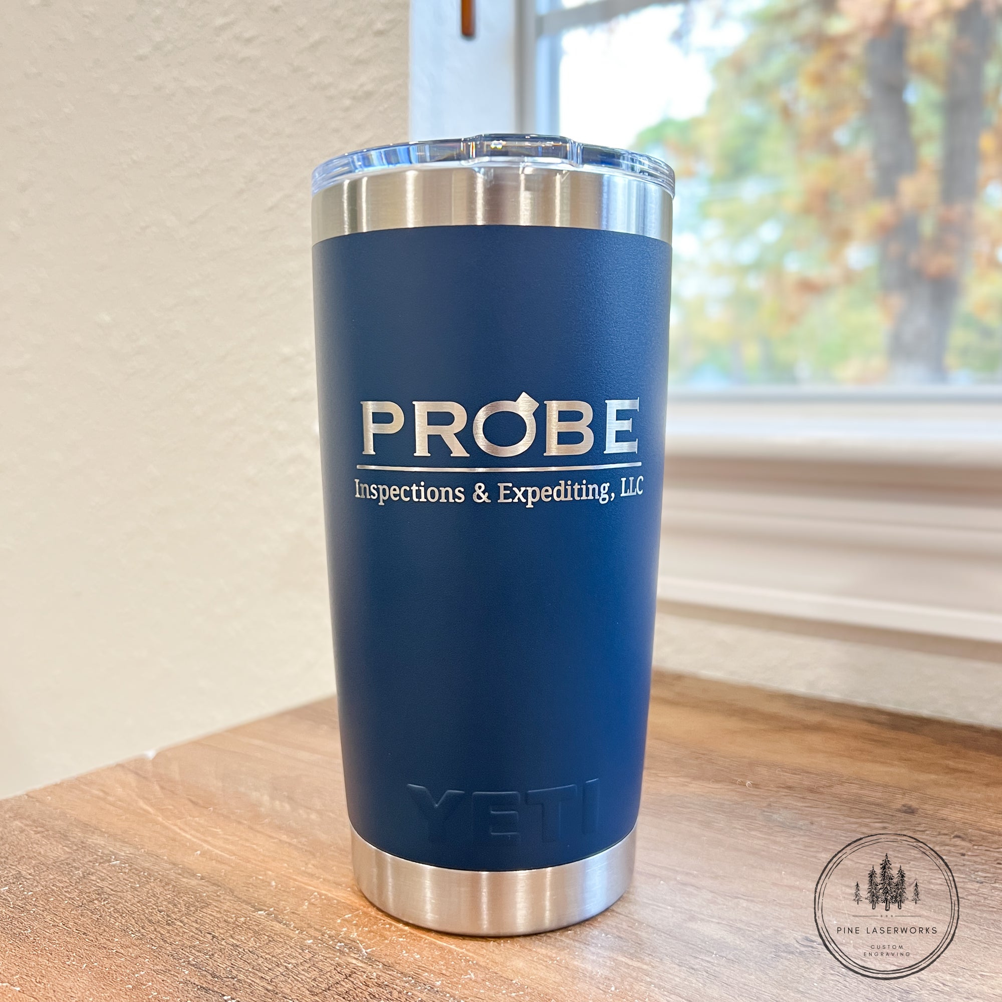 Business Logo YETI 20 oz Rambler Laser Engraved Tumbler – Pine
