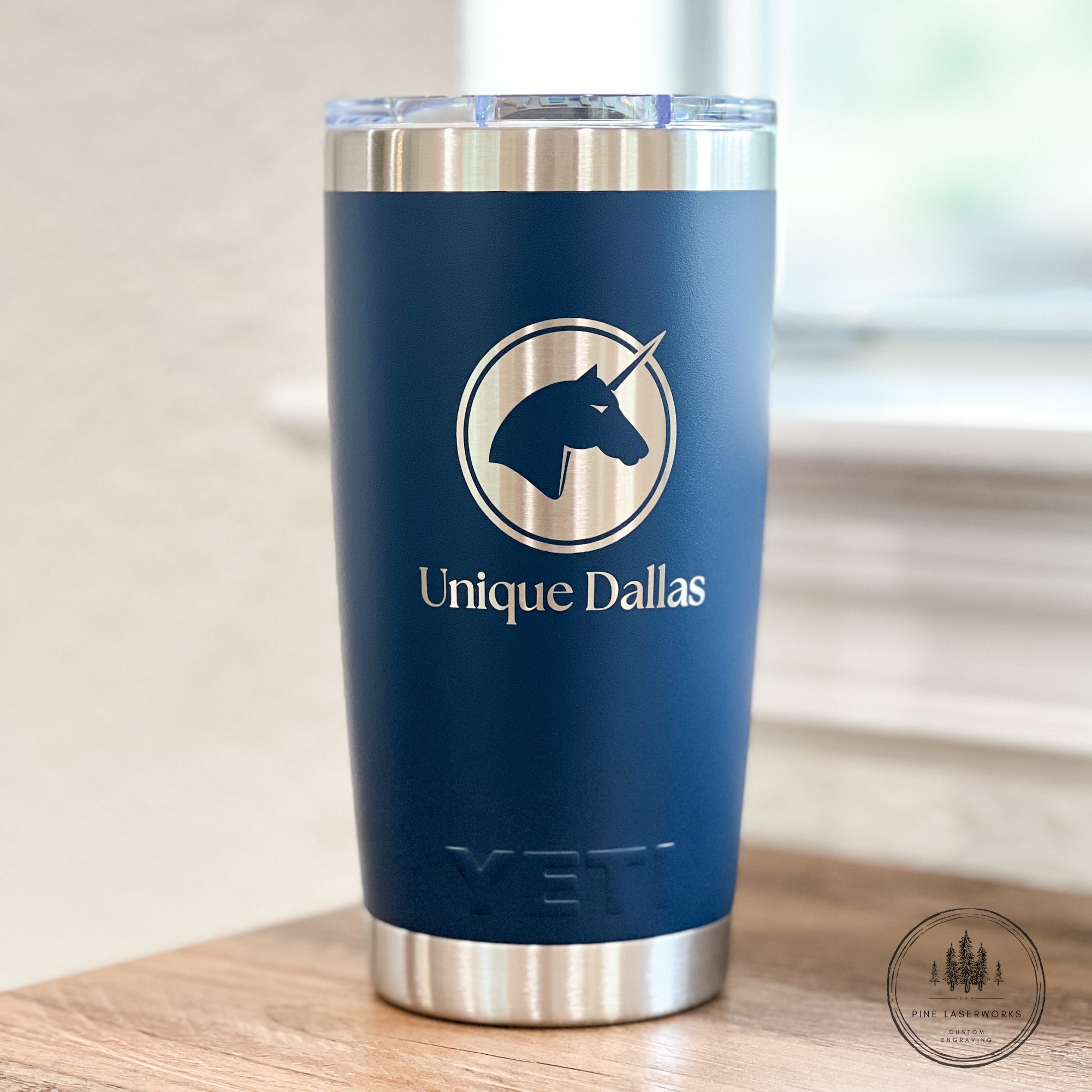 Business Logo YETI 20 oz Rambler Laser Engraved Tumbler – Pine
