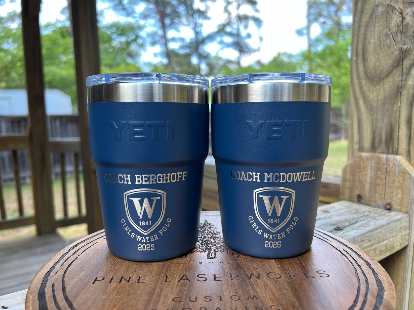 Business Logo Yeti 16oz Rambler Stackable Tumbler - Pine LaserworksBusiness Logo Yeti 16oz Rambler Stackable Tumbler