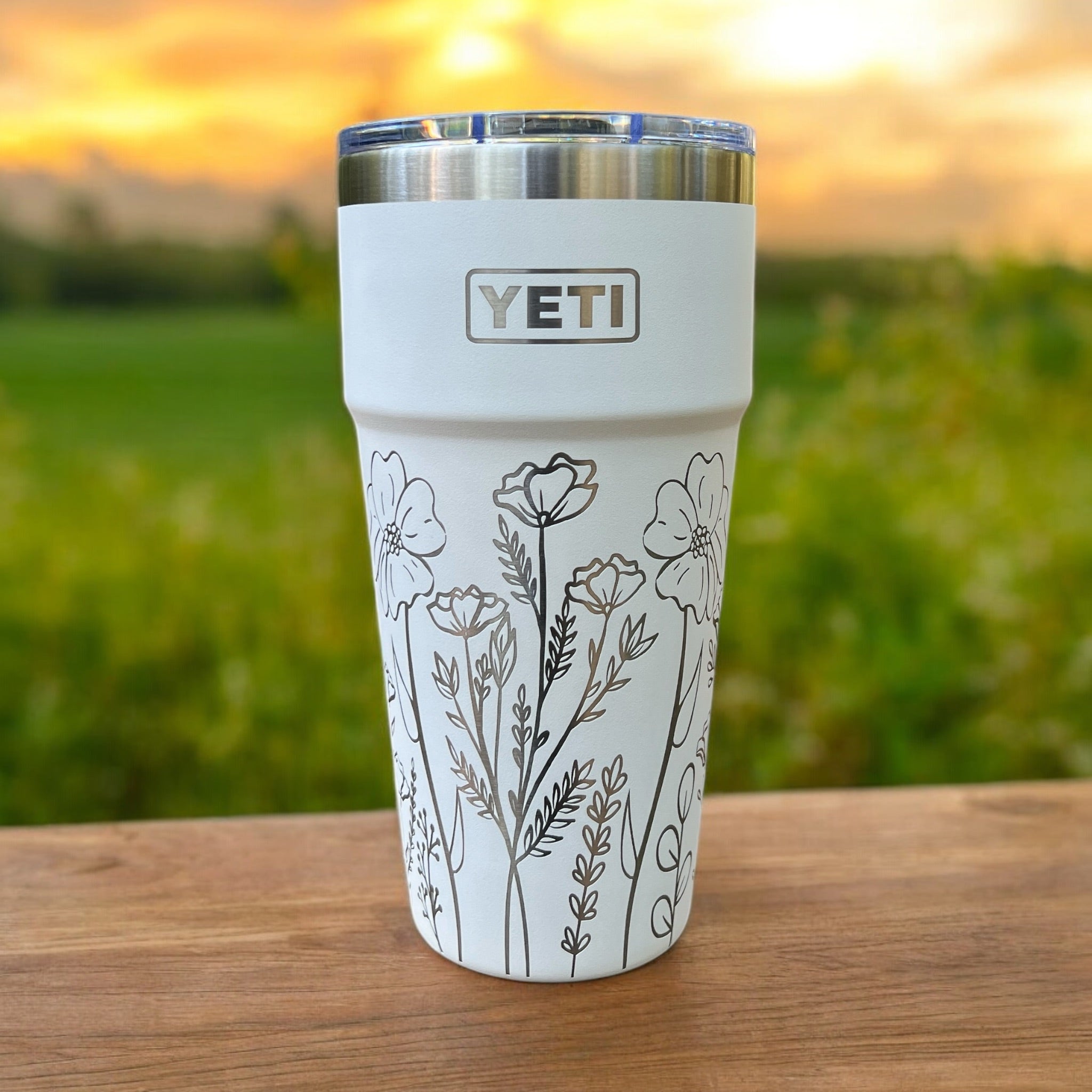 30oz - Floral monogram design laser or hand engraved on a Yeti tumbler with magslide lid. selling Multiple colors available…