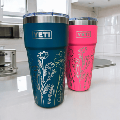 Floral Yeti 30oz Rambler Cup Full 360 Engrave. 12 Color Options to choose from - Pine LaserworksFloral Yeti 30oz Rambler Cup Full 360 Engrave. 12 Color Options to choose from