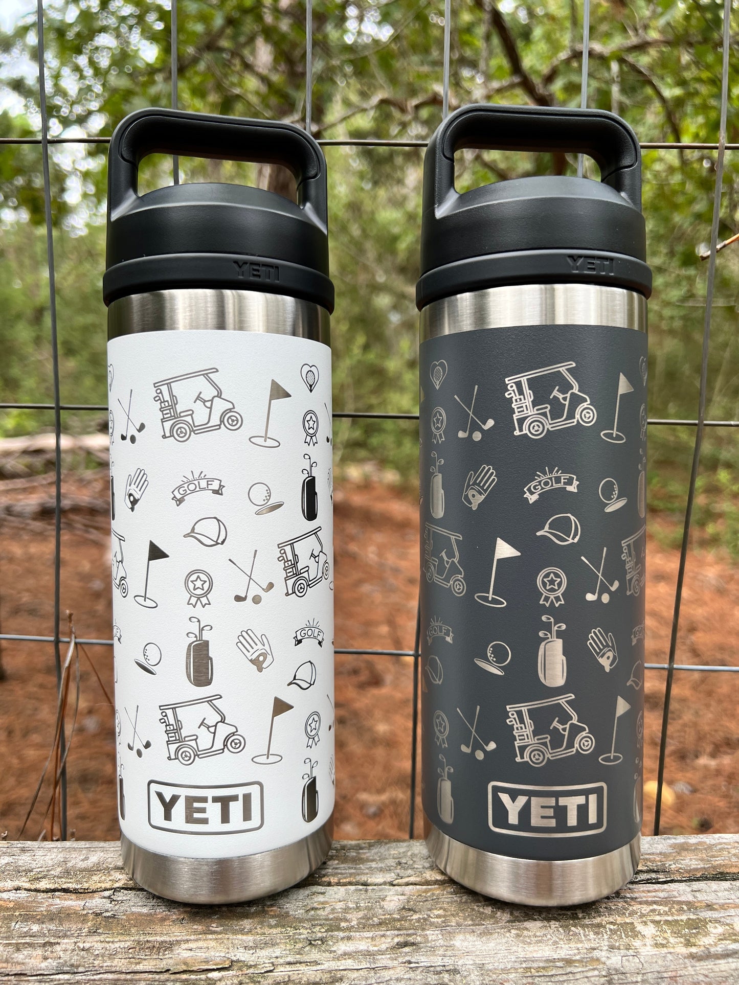 Golf Yeti Water Bottle 18 oz Rambler Chug Cap Bottle Full Laser Engrave - Pine LaserworksGolf Yeti Water Bottle 18 oz Rambler Chug Cap Bottle Full Laser Engrave