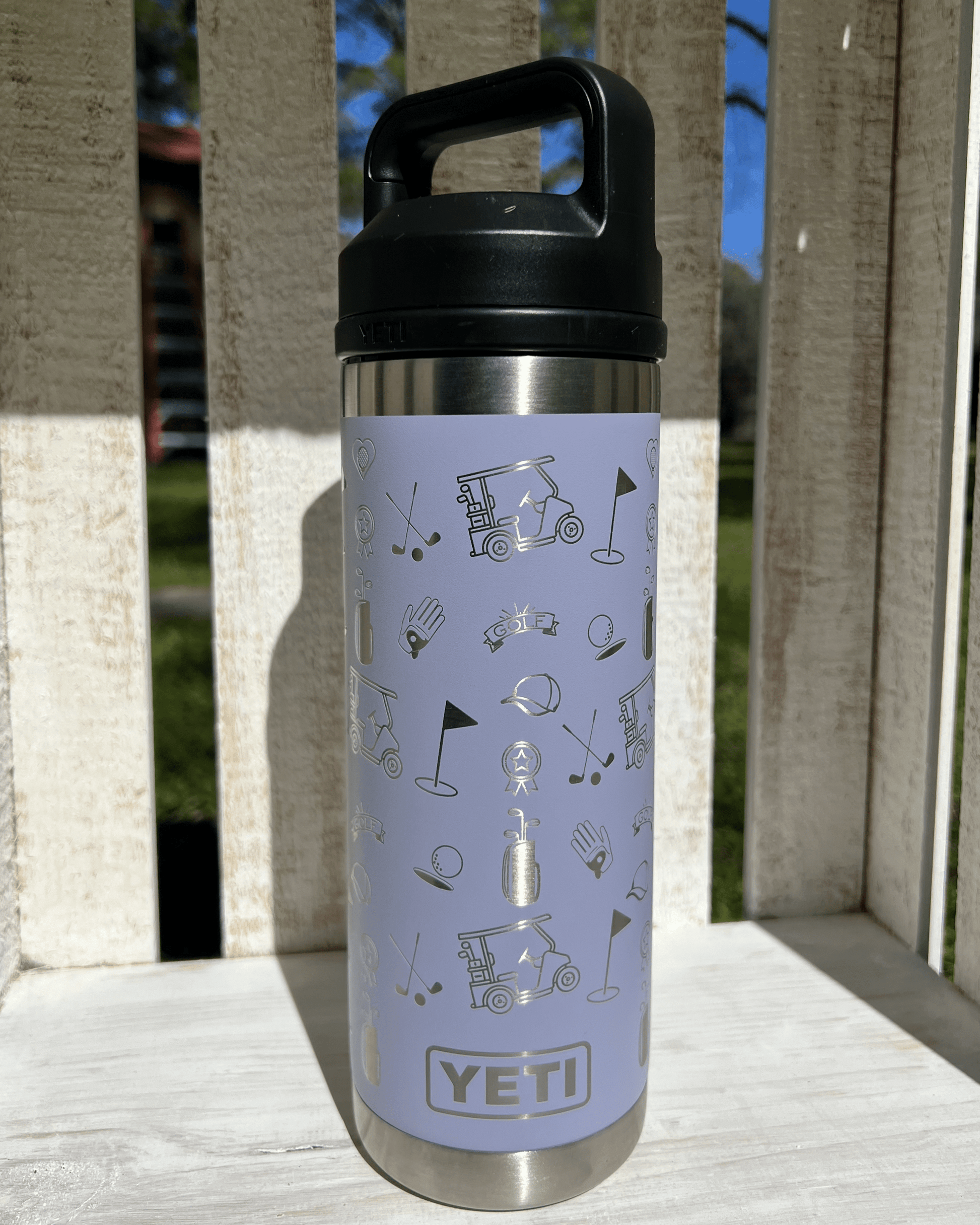 Golf Yeti Water Bottle 18 oz Rambler Chug Cap Bottle Full Laser Engrave - Pine LaserworksGolf Yeti Water Bottle 18 oz Rambler Chug Cap Bottle Full Laser Engrave