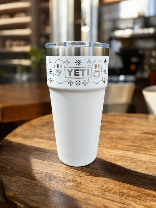 Pan Dulce and Cafesito Yeti 30oz Rambler Stackable Cup - Pine LaserworksPan Dulce y Cafecito Yeti 30oz Stackable Cup Custom Engraved Cup White