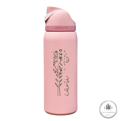 Personalized Birth Flower Owala 32oz Freesip Water Bottle