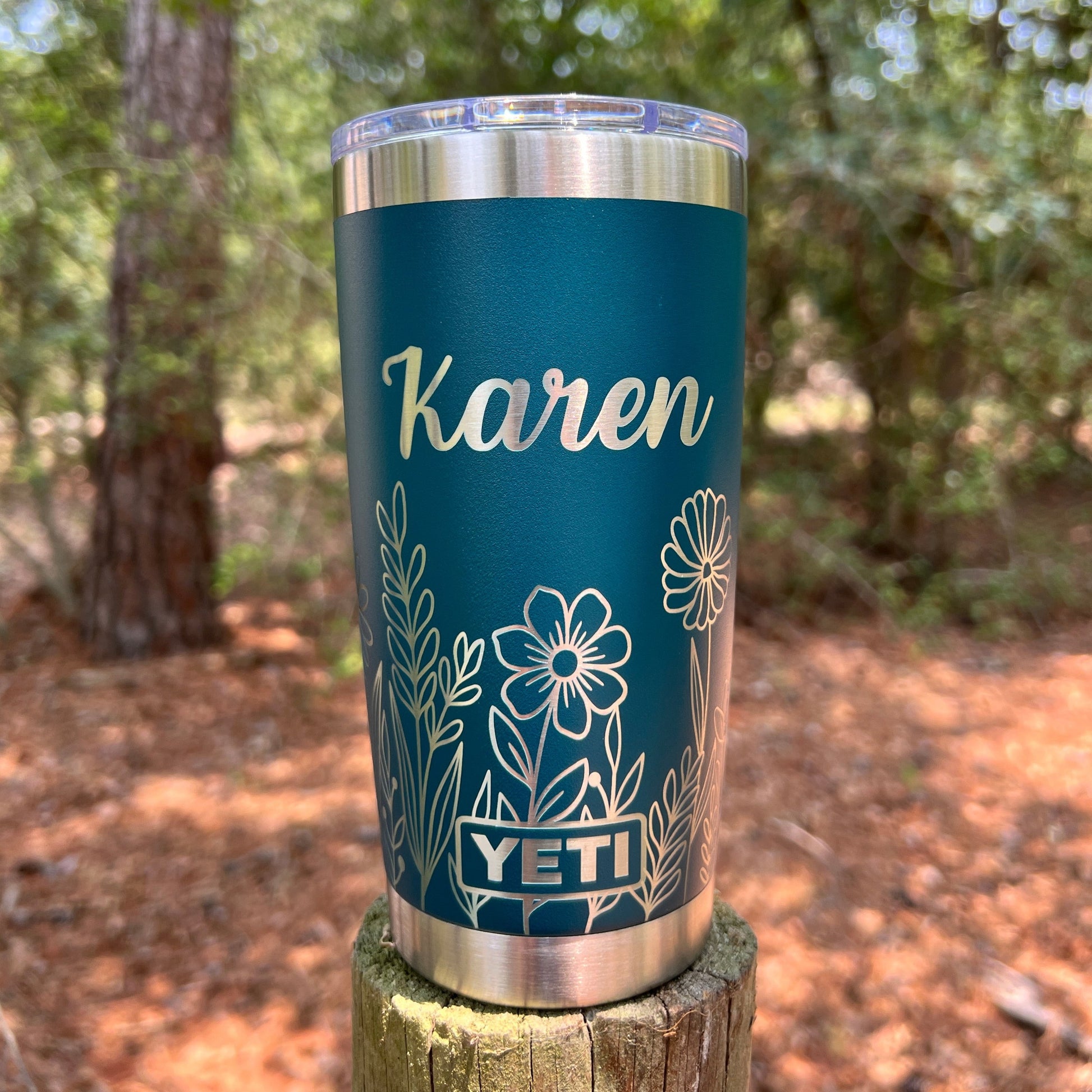 Personalized Floral Yeti 20oz Rambler Tumbler 360 degree Engraved Cup Birthday Anniversary Housewarming Gift idea for Her - Pine LaserworksPersonalized Floral Yeti 20oz Rambler Tumbler 360 degree Engraved Cup Birthday Anniversary Housewarming Gift idea for Her