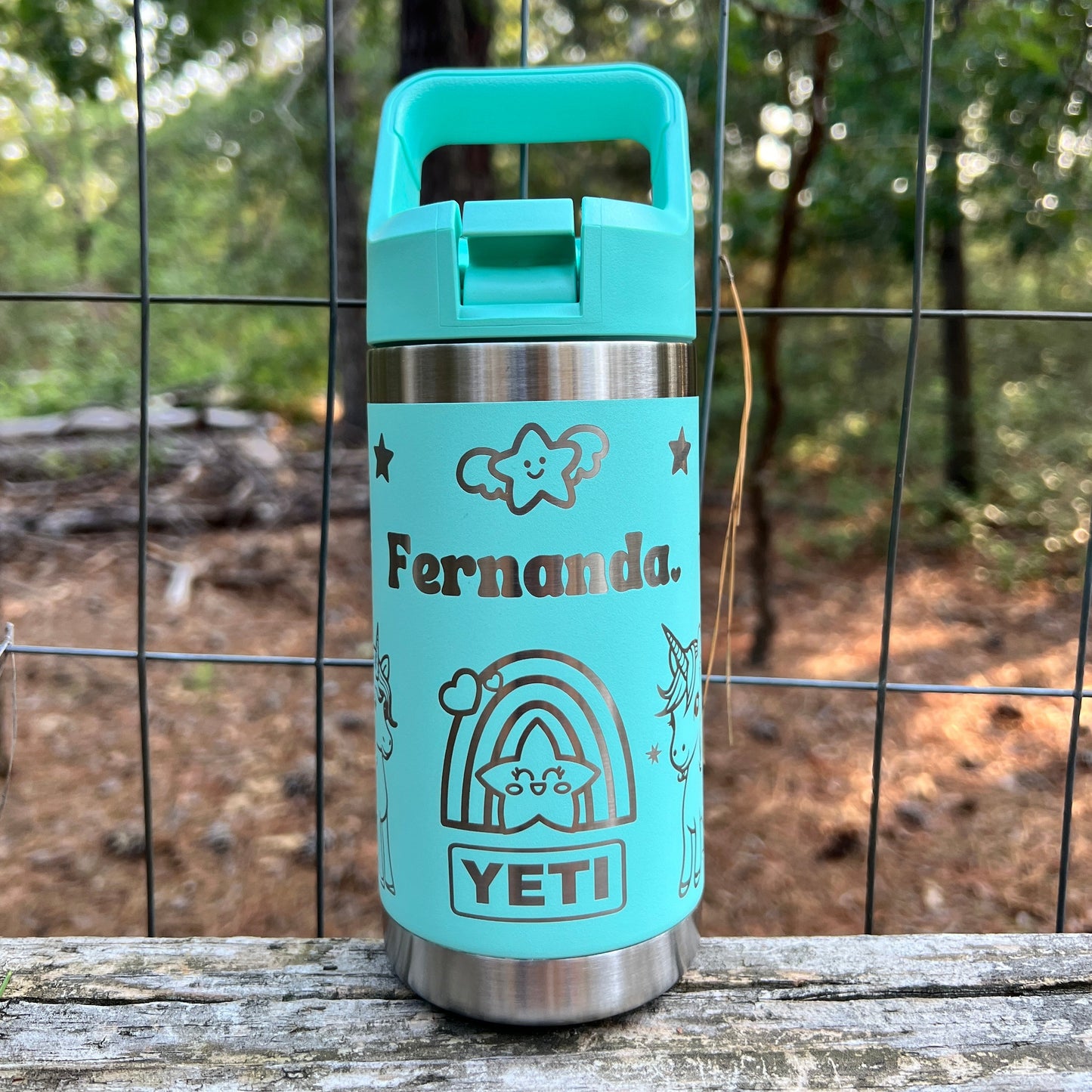 Seafoam Yeti 12oz Rambler Jr Personalized Kids Water bottle Unicorns