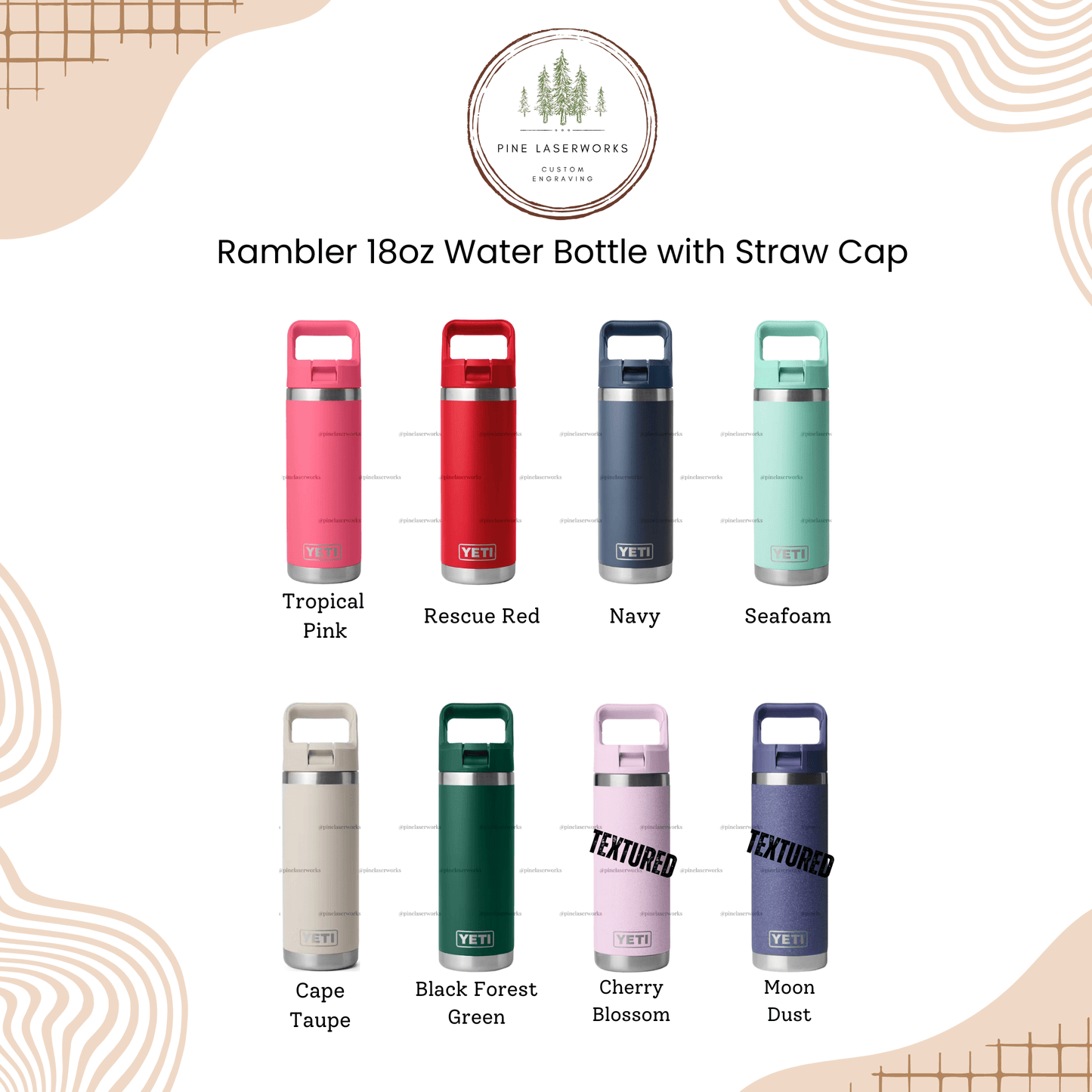 Personalized Kids YETI 18 oz Laser Engraved Rambler Water Bottle