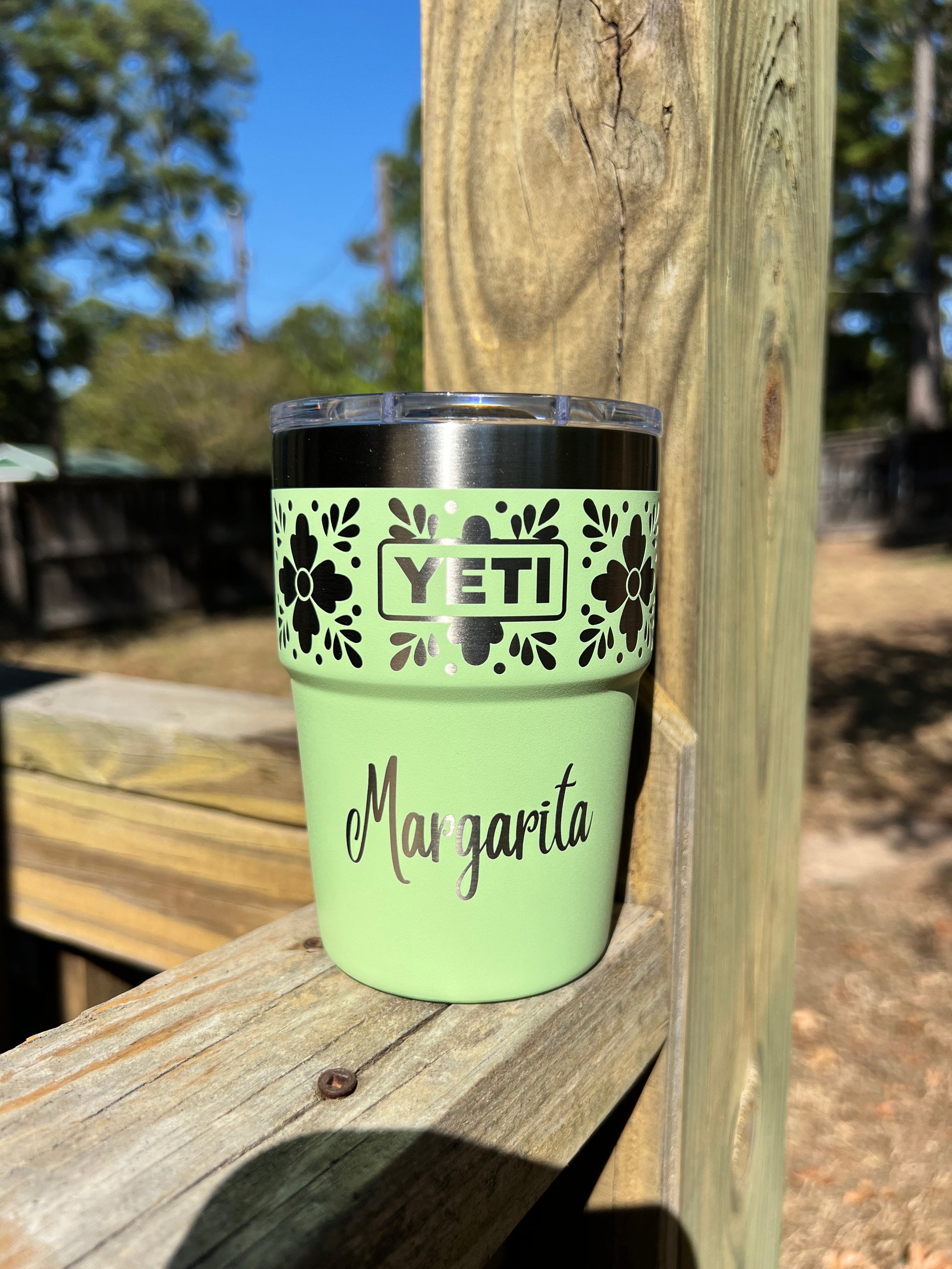 Personalized Talavera Flower Yeti 16oz Stackable Cup - Pine LaserworksPersonalized Talavera Flower Yeti 16oz Stackable Cup