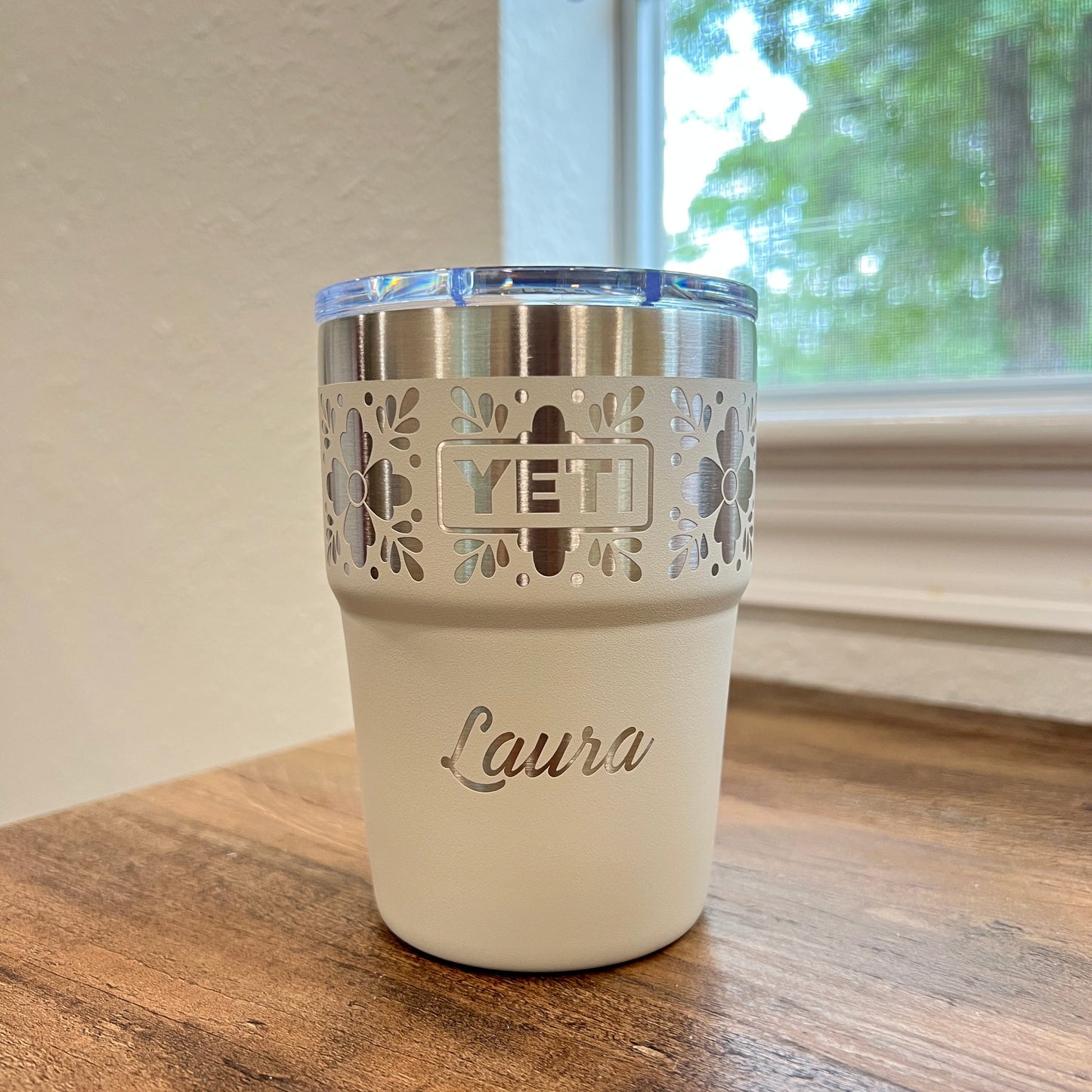 Cape Taupe Talavera Pattern Yeti 16oz Stackable Cup. Gift for Her, Birthday, Anniversary, Best Friend Gift, Talavera Wedding Favor. Custom Yeti Laser Engraved cup. pinelaserworks.com