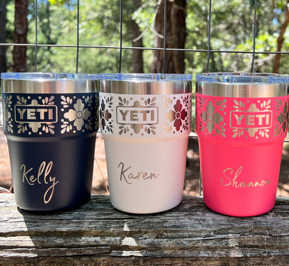 Personalized Talavera Flower Yeti 16oz Stackable Cup - Pine LaserworksPersonalized Talavera Flower Yeti 16oz Stackable Cup