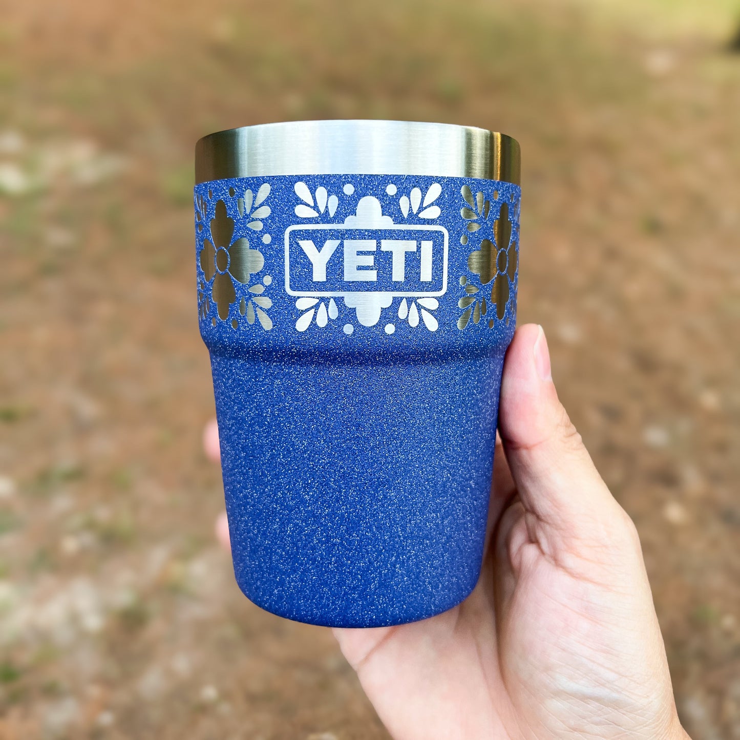 Personalized Talavera Flower Yeti 16oz Stackable Cup - Pine Laserworks LLCMoon Dust Yeti 16oz Rambler Stackable Cup Custom Laser Engraved Talavera Floral 360 Pattern pinelaserworks.com