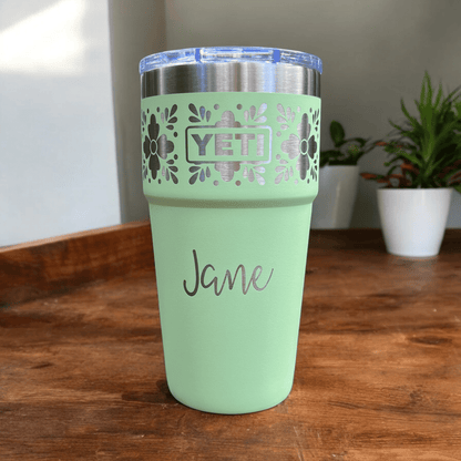 Personalized Talavera Flower Yeti 20oz Stackable Cup - Pine LaserworksPersonalized Talavera Flower Yeti 20oz Stackable Cup