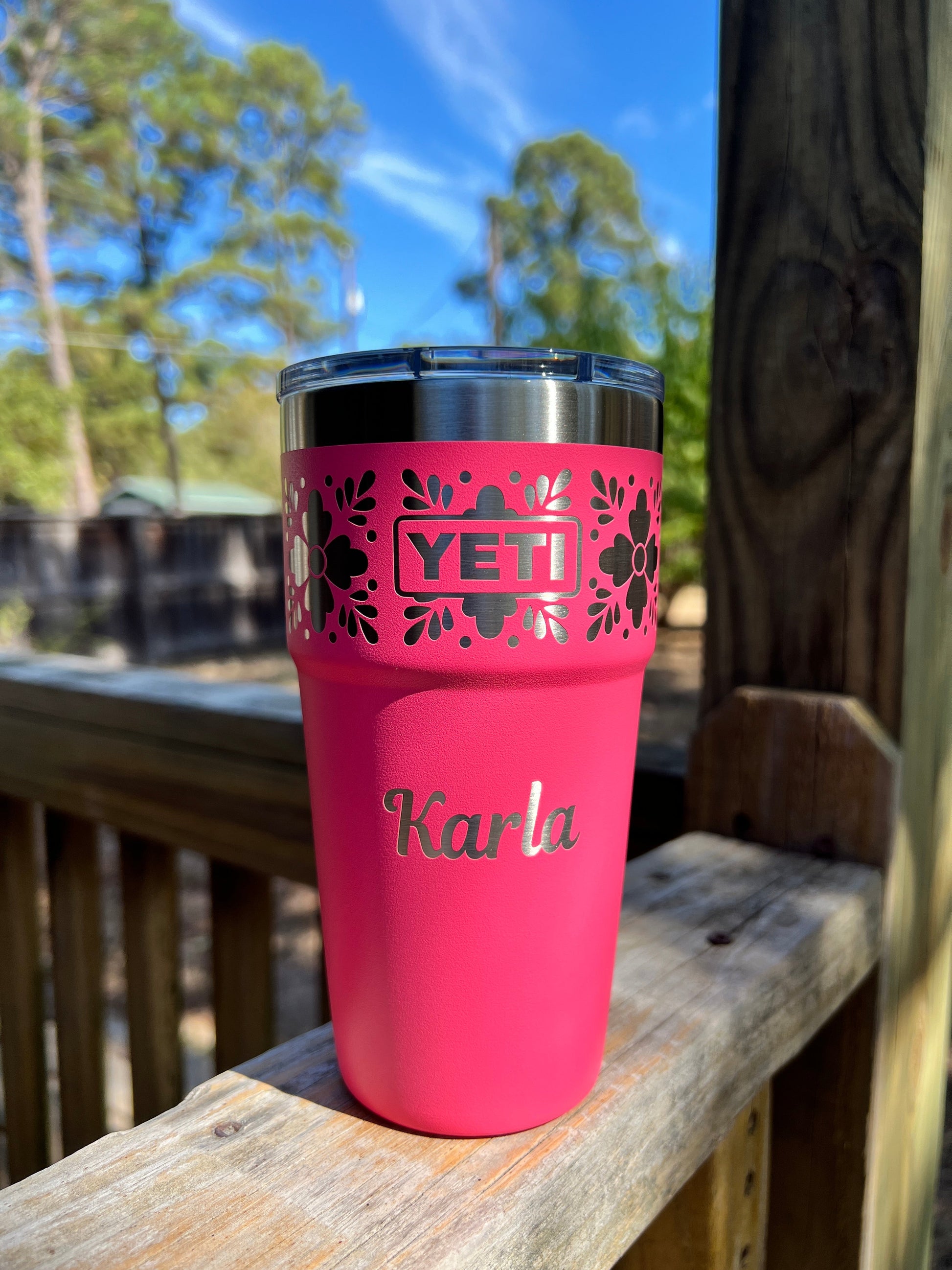 Personalized Talavera Flower Yeti 20oz Stackable Cup - Pine LaserworksPersonalized Talavera Flower Yeti 20oz Stackable Cup