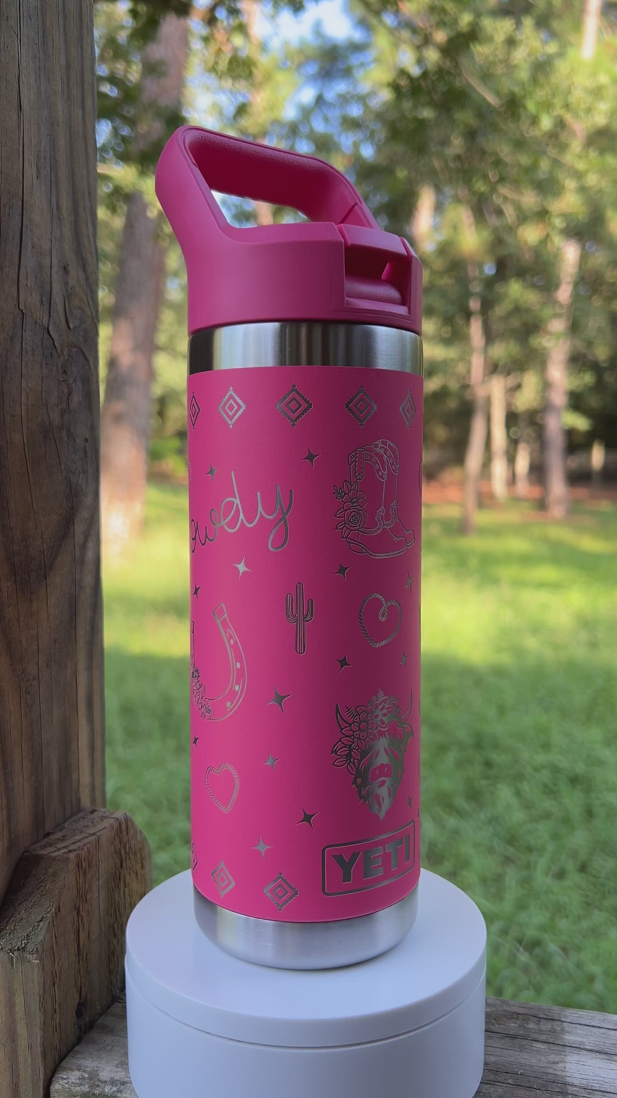 Highland Cow YETI 18 oz Rambler Western Theme Water Bottle – Pine