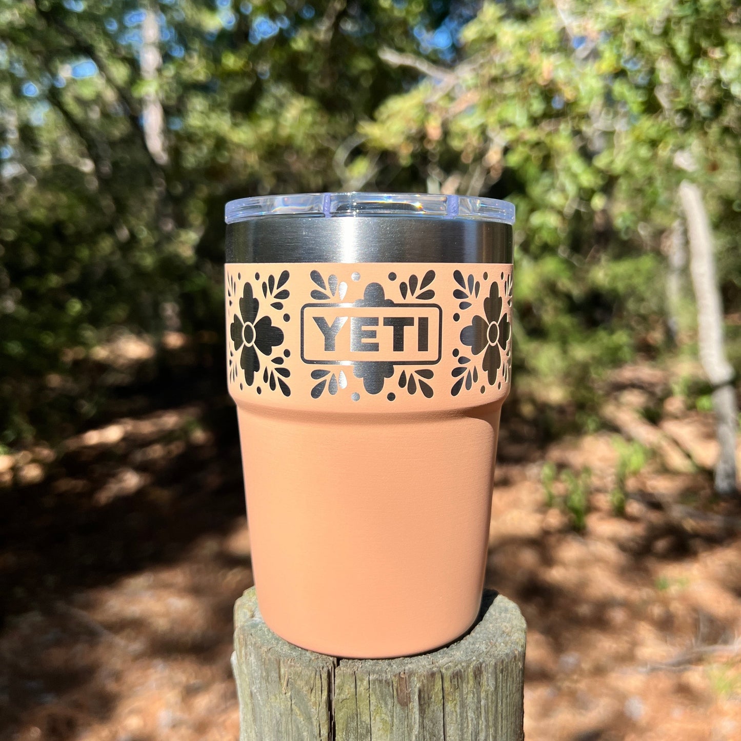 Talavera Flower Yeti 16oz Stackable Cup - Pine LaserworksTalavera Flower Yeti 16oz Stackable Cup