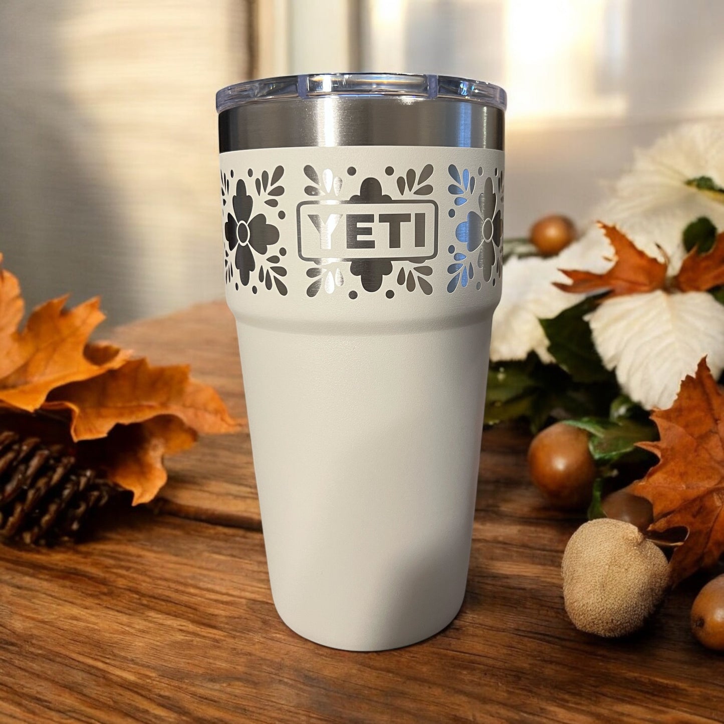 Talavera Flower Yeti 20oz Stackable Cup - Pine LaserworksTalavera Flower Yeti 20oz Stackable Cup