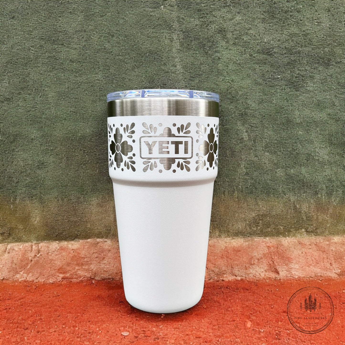 Talavera Flower Yeti 20oz Stackable Cup - Pine LaserworksTalavera Flower Yeti 20oz Stackable Cup